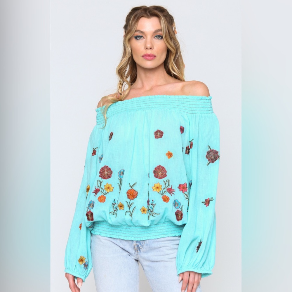 Aratta VINTAGE OFF-SHOULDER TULIPS BLOUSE